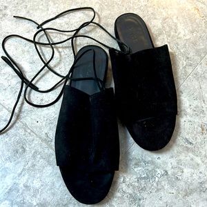 Vince Suède Slides with leather ties. Size 9